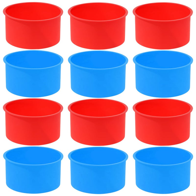 mifengda 12pcs Silicone Cake Mold Baking Round Cake Molds 4 Inch Non-Stick Baking Pan Kitchen Silicone Cake Molds for Baking(Red, Blue, 4inch) - Image 1